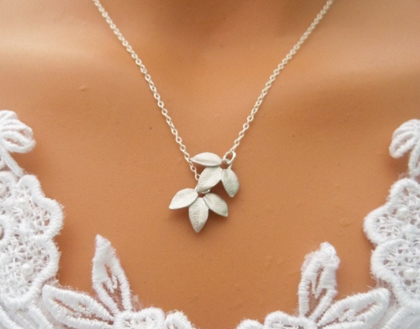 Silver Leaves Necklace - STERLING SILVER CHAIN