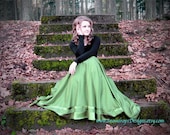 Women's dressy olive green or black maxi skirt with satin bands