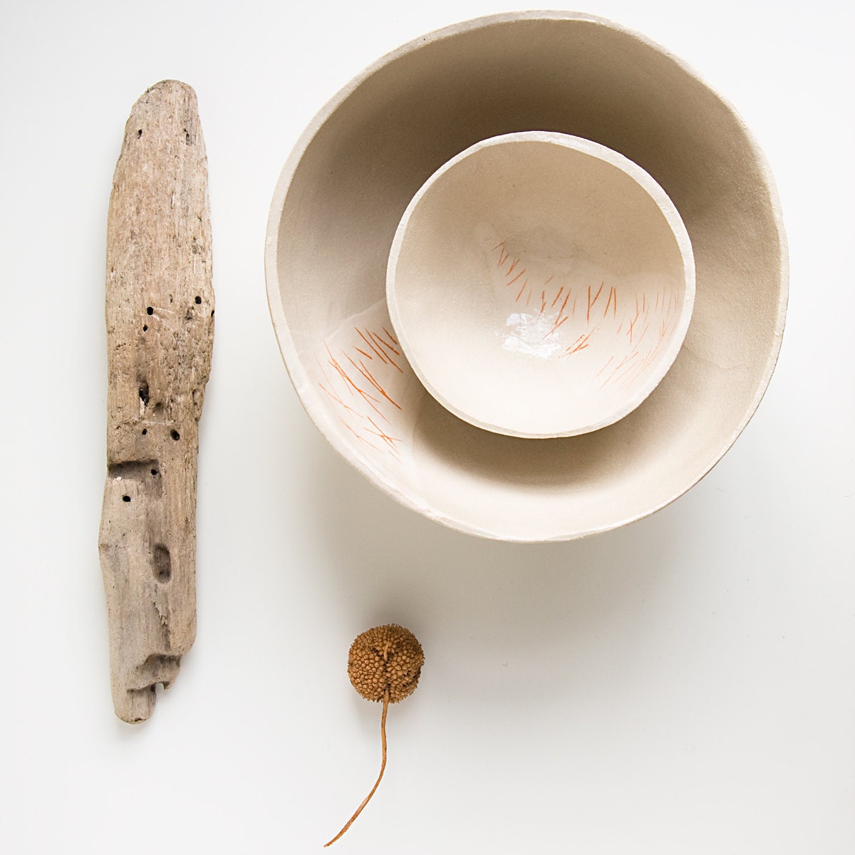 minimalist serving bowl set, the WATERFALL, beige, neutral, stoneware nesting bowls, kitchenware, tableware, housewares by karoArt - karoArt