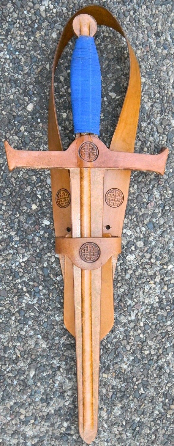 Handmade Leather Sword & Holster Set w/ Celtic Knot Emblem