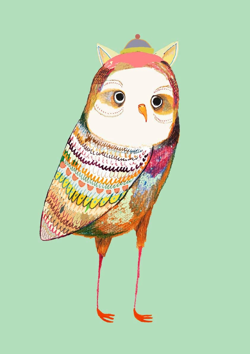 Limited edition art print. Nursery wall art and Kids Decor. Owl Illustration.