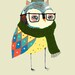 Fashionable Owl. Illustration print, Owl Poster, Digital Print.