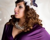 Viola Bridal Headpiece Peacock Feather Fascinator Wedding Millinery Lace Headband Custom Color