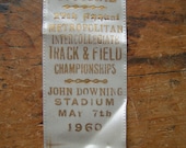 Vintage White Satin Athletic Award Ribbon - Track & Field Championships, 1961