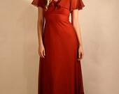 Vintage 1970s  Butterfly Sleeve Maxi
