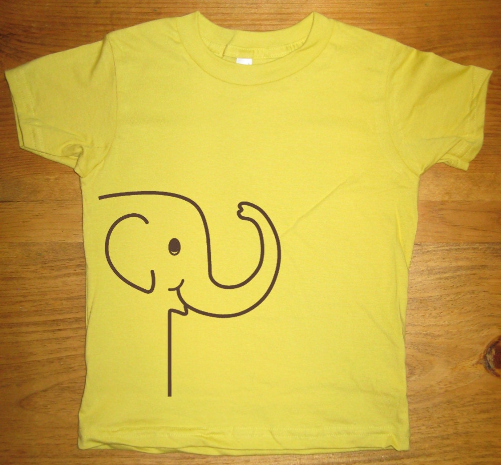Boy Shirt / Girl Shirt / Elephant Shirt - Organic Cotton TShirt - Kids Tshirt Sizes 2T, 6 - Gift Friendly
