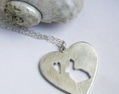 rabbit necklace heart necklace bunny pendant sterling silver bunny rabbit jewelry
