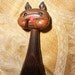Cat Danish Modern Eames Era Cryptomeria Cat Pen/Succulent Holder Laurids Lonborg Style Burnt Wood Carved Figure Mid Century Kitsch
