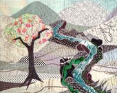 Art Quilt Wall Hanging, Contemporary Art Quilt, Modern art quilt, Fiber art quilt, Wall Decor, home office, Handmade art quilts, pink grey