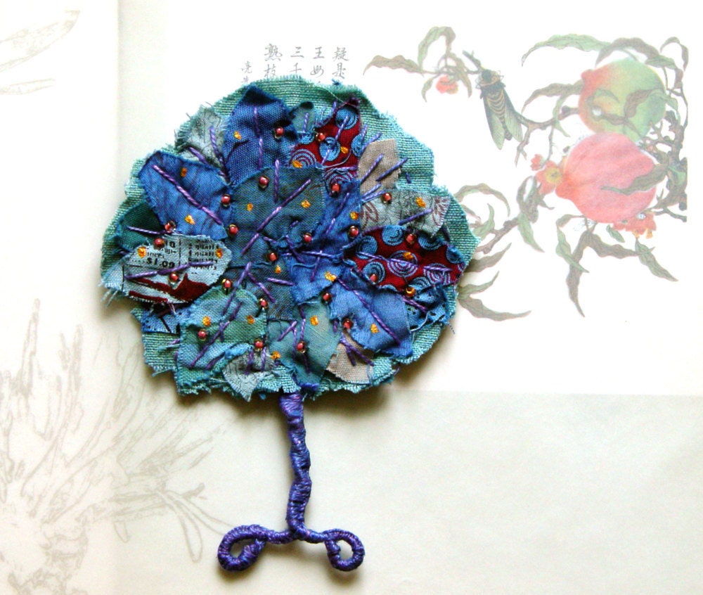 BLUE TREE, Home Decor, Wall Ornament, Textile Tree
