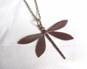 Dragonfly necklace statement jewelry brass jewellery pendant necklace