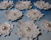 Elegant White Shimmer Lily Flowers, pearl centers, scrapbooking, supplies, cardmaking, tag supplies