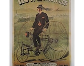 Vintage Bike Poster, Howe Bicycles Tricycles Paris, And Pneumatique Morel, Vintage Bicycle Poster Print, Jack Rennert, USA