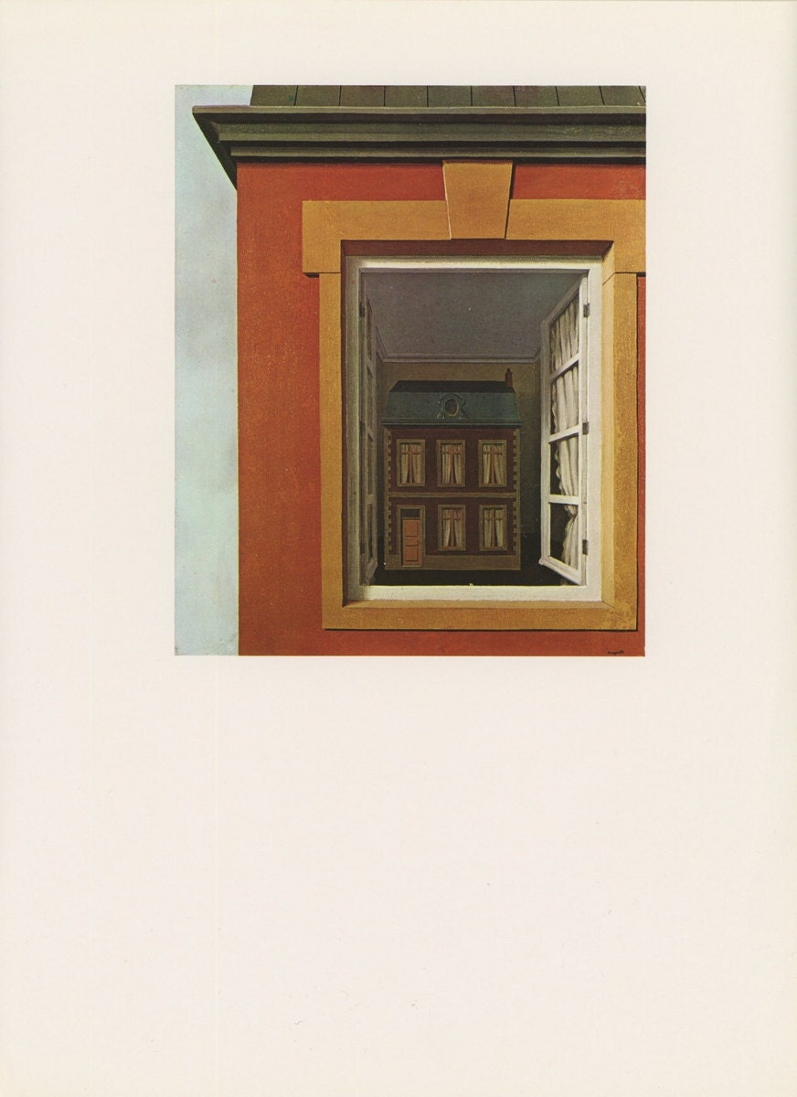 In Praise Of Dialectic, House Inside A House, Rene Magritte, Antique Print, USA, 1972