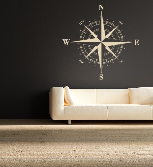 Compass Rose Nautical Vinyl Wall Decal
