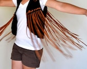 Suede Fringe Vest 60s 70s Black Tan Genuine Leather Festival Rock N Roll Attire Small / Medium