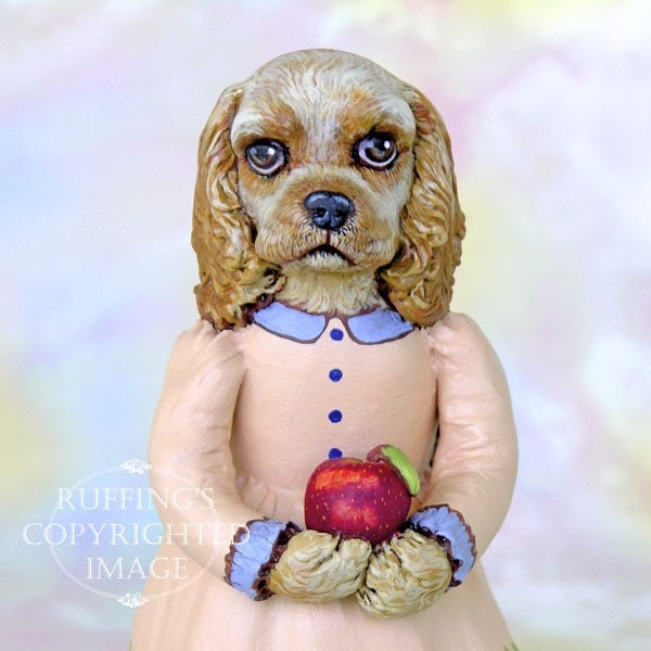 Art Doll, OOAK Original Cocker Spaniel, Hand Painted Folk Art Dog Figurine Sculpture, Charlotte by Max Bailey, Free Shipping Within The USA