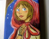 Original Little Red Riding Hood Painting - small original gouache painting - 3 X 5