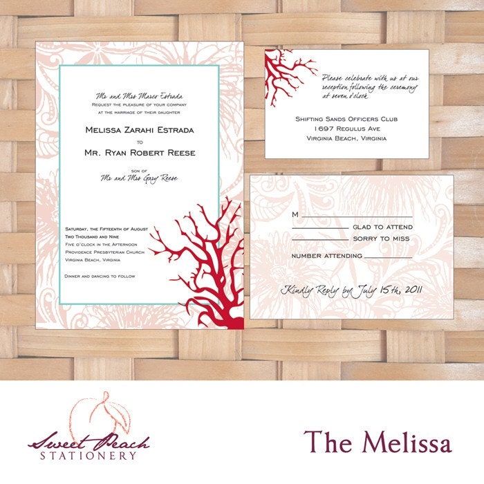 Beach and Nautical themed invitations - The Melissa Invitation