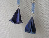 Origami teardrop earrings (blue)