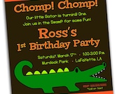Alligator Crocodile Camo Swamp Birthday Party Invitation - Printable
