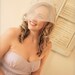 Lovely Ever After Bridal Double Layer Blusher Vintage Dotted Birdcage Bow Veil