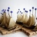 3 driftwood boats "peg-sail " with a sail from genuine parchment on a clothespin and "evil eye" glassbead...woodland