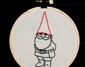 GNOMES II Embroidered Wall Art.