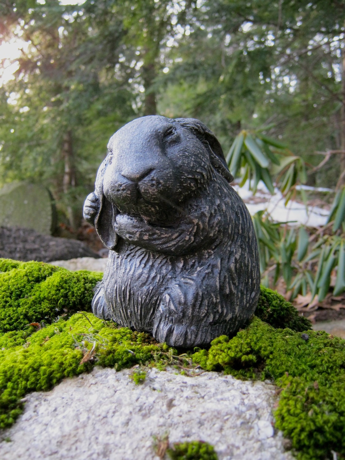 Cute Bunny, Garden Rabbit Statue Scratching Ear