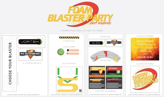 NERF Party - N-Strike or Vortex - Printable Birthday Party Decorations - FULL SET