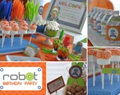 DIY printable birthday party package - retro robot