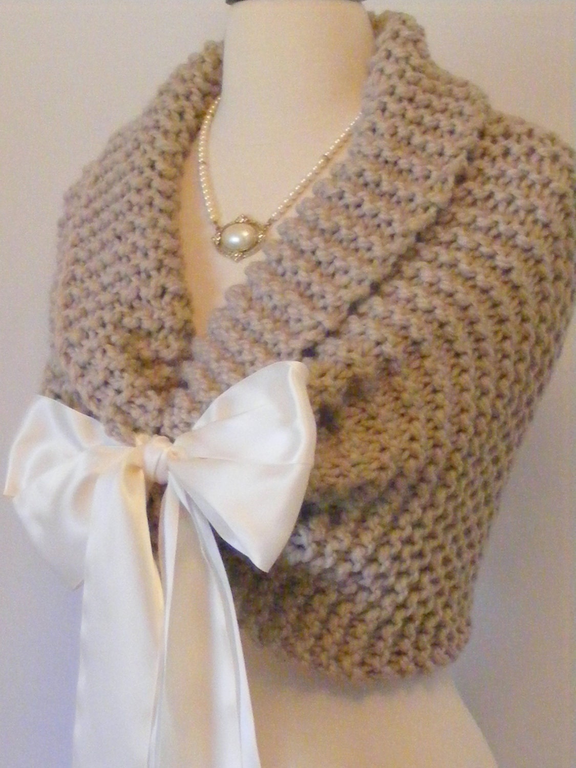 Wedding Shawl/ Bride Bolero / Bridal Shawl / Champagne Shawl/ Taupe Shawl / Beige Shawl / Stole / Made to Order