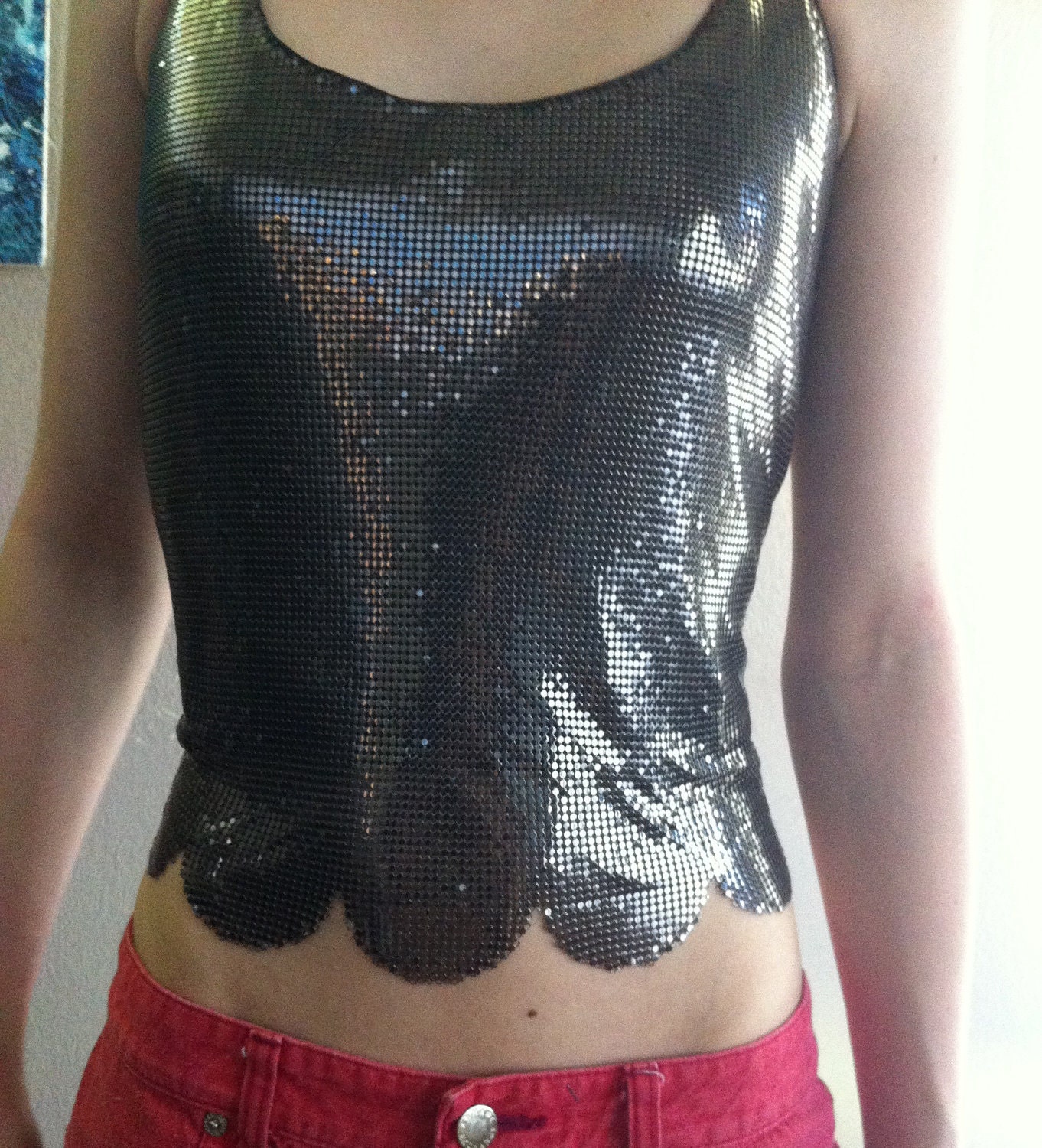 really rad silver metalwork medieval tie top- sale
