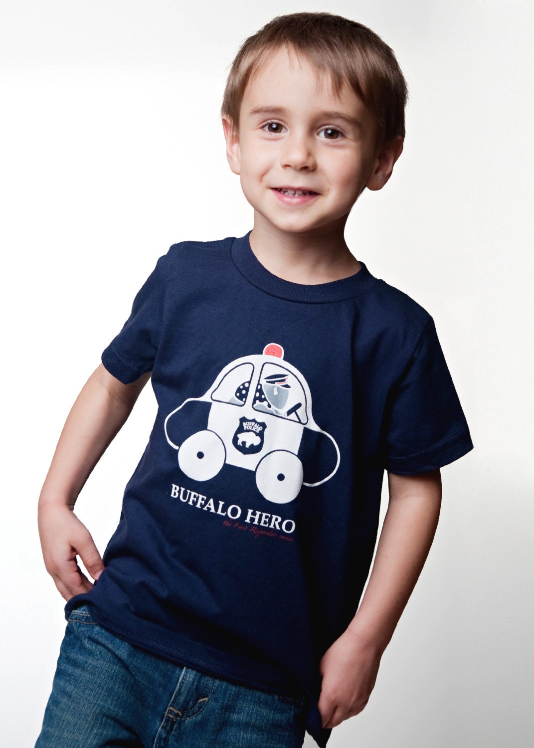 Boy Toddler T-shirt Cop and Police Car Buffalo Hero Funny