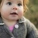Baby Sweater Cardigan in Undyed Alpaca size 12-18 months Gray with Pink Flower Buttons