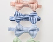 Little Boy Bowtie - Seersucker - Red, Orange, Navy, Light Blue, Green, or Pink