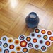 Granny centerpiece 70's northern europe design inspired hexagon - Wool - Bright colors geometric- White Yellow Orange Burgundy Grey