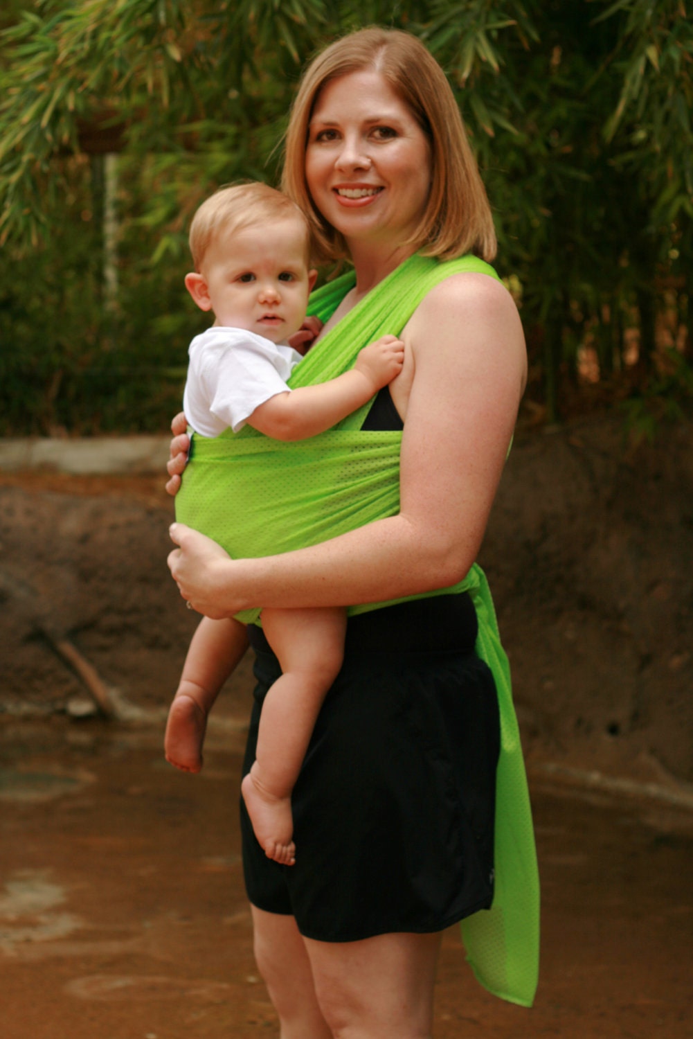 SALE- Gently Used- Petite Water Wrap Baby Carrier - Babywearing at the beach, pool, water park or in the shower- KEY LIME