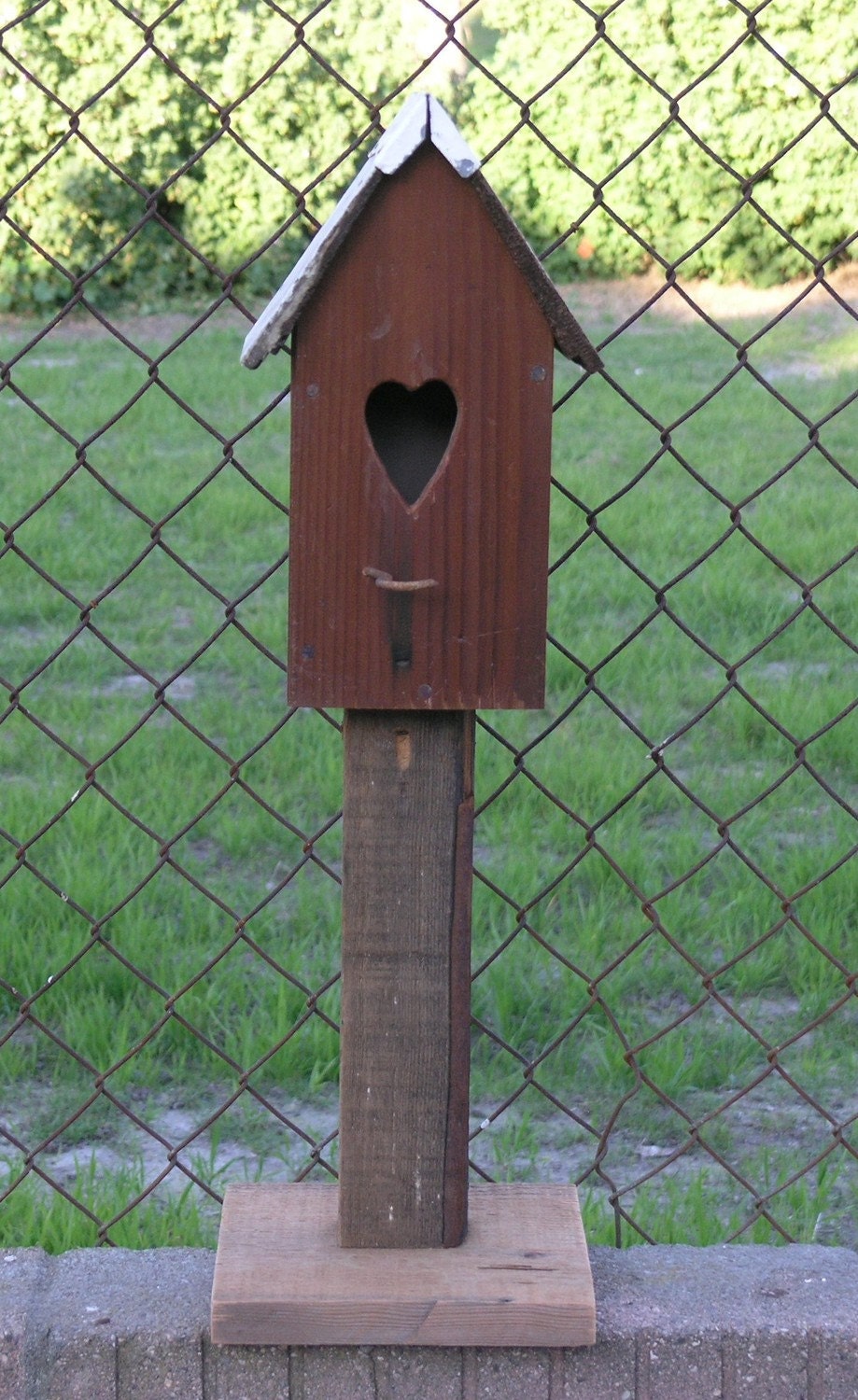 The "Love Shack" reclaimed wood Birdhouse - reclaimed CA Redwood with Heart entrance