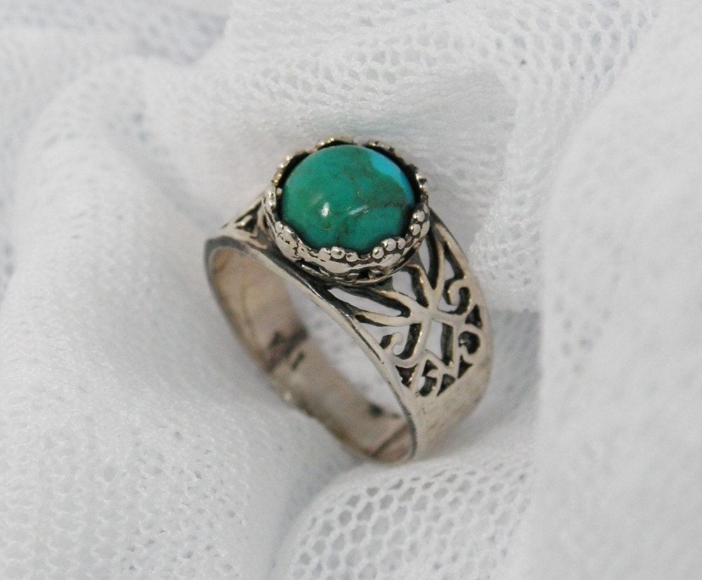 Sterling silver & Turquoise lotus ring (sr-9702). gift for her, birthday gift ideas