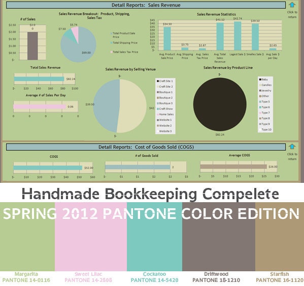 Pantone Spring 2012 Color Scheme - Handmade Bookkeeping Complete - Etsy Bookkeeping - Savings Package