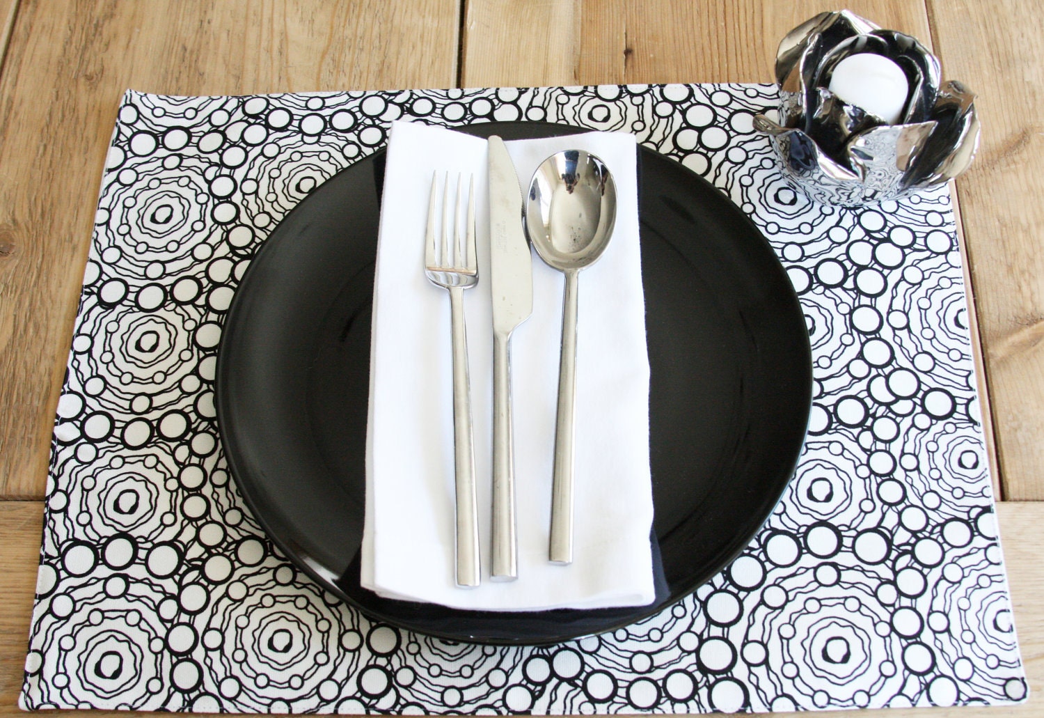 Placemats - Black Squiggles - Set of 4 - FREE SHIPPING