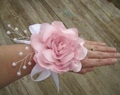 Sweet satin flower wedding corsage boutonnieres-  prom corsage -prom flowers - pink satin rose