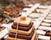Stack-A-Roo 6-level large walnut and poplar stacking toy by BANDY.  Local salvaged wood, natural, non-toxic finish.