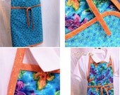 SALE Boy or Girl Reversible Apron Bright Geckos Ready to Ship Children Easter Gift OOAK Handmade Original Gift