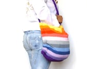 Summer tote bag , beach colorful bag, crochet purse, rainbow bag, striped bag