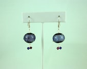 Purple Hollow Lampwork Earrings with Swarovski Crystals by Michelle Caliente Glass