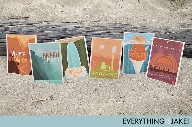Retro Hawaii - 4x6 Postcard Set