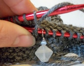Frosted Glass Triangle and Diamond Row Knitting Stitch Marker Or Pendant OOAK Ready To Ship