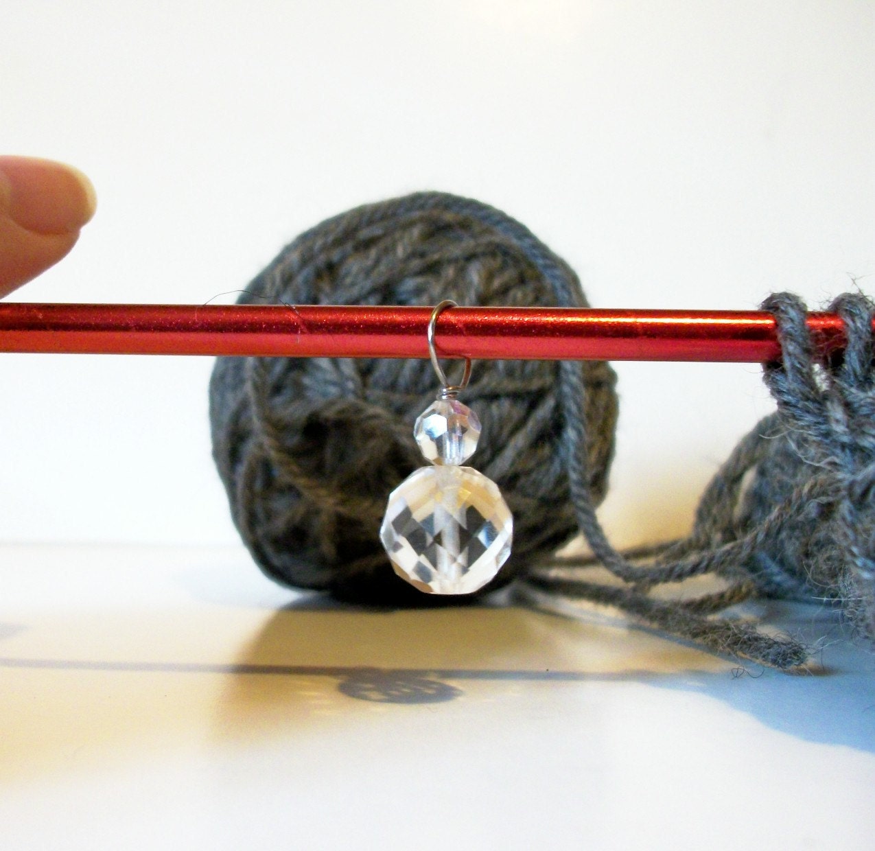 Clear Faceted Glass Row Knitting Stitch Marker Or Pendant OOAK Ready To Ship